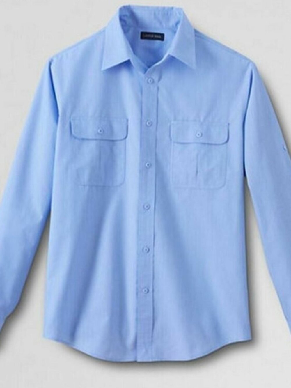 Lands End Mens Soft Blue Haze Outrigger Shirt L